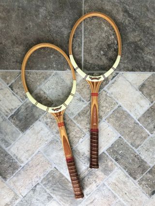Pair (2) NOS Vintage Dunlop MAXPLY FORT Wood Tennis Racquet Rackets w/Cover 2