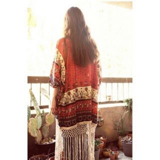 Spell And The Gypsy Collective Desert Wanderer Kimono In “sunset” Red Rare