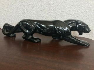 Vintage Mid - Century Black Panther Ceramic Figurine.