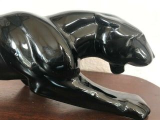 Vintage mid - century Black Panther ceramic figurine. 2