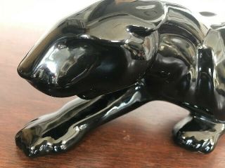 Vintage mid - century Black Panther ceramic figurine. 3