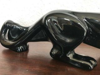 Vintage mid - century Black Panther ceramic figurine. 4