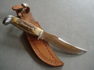 Vintage Case Stag Hunting Knife 523 - 5 With Custom Sheath