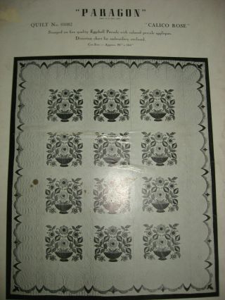 Vintage Quilt Kit Paragon 01082 Applique 90 " X104 " Calico Rose