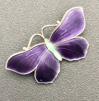 Exquisite J.  Atkins & Sons? Art Nouveau Silver & Enamel Butterfly Brooch C1915