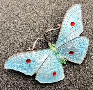 Exquisite J.  Atkins & Sons Art Nouveau Silver & Enamel Butterfly Brooch C1915