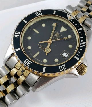 Vintage Mens Tag Heuer Professional 980.  020b Gold & Stainless Dive Watch - Repair
