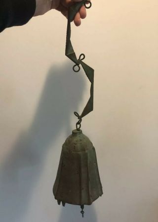 20” Vintage Arcosanti Soleri Weathered Bell Wind Chime Missing Bell Fin