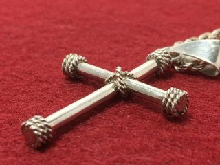 Vintage Sterling Silver Taxco TL - 76 Mexico Cross Pendant With Silver Necklace 8
