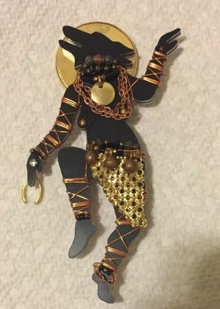 Liztech Naughty Egyptian Dancing Lady Pin/brooch,  Signed Liztech 94.  Good Cond.