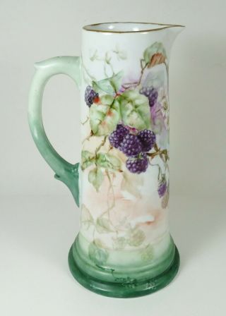 Vintage Limoges Signed Hand Painted Floral Jug Pitcher Ewer