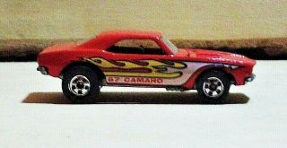 Vintage Hot Wheels 1967 Camaro Red with Flames Hood Opens Blackwalls Slicks 3