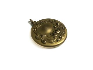 Antique Art Nouveau Gold Filled Lotus Locket Victorian Edwardian Pendant Jewelry