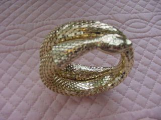 Vintage Whiting & Davis Gold Tone Mesh Snake Bracelet - Signed