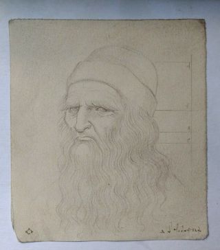 RARE Old Italian Master Drawing Brown chalk on old laid paper 4