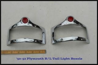 Vintage 1950 - 1952 Plymouth Tail Lens Bezels Cranbrook Convertible Deluxe 1951