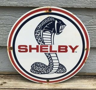 Vintage Shelby Ford Mustang Porcelain Sign Dealership Service Auto Garage