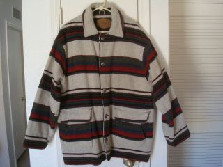 Vtg Woolrich Southwest Stripe Blanket Wool Jacket Coat Usa Mens Sz Xl Guc