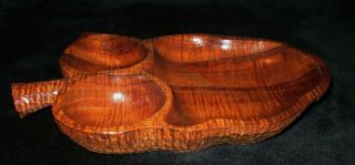 Hawaii Vintage Hawaiian Koa Wood Bowl Compartments Rough Edge 10 3/4 " Length