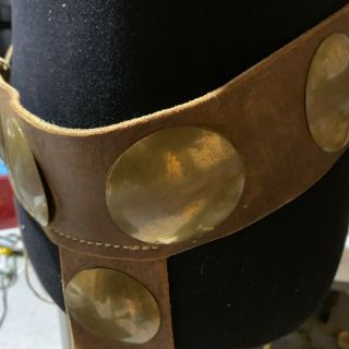 Vintage or antique Northern Plains Brass Woman ' s Concho Belt and Leg Drop 3
