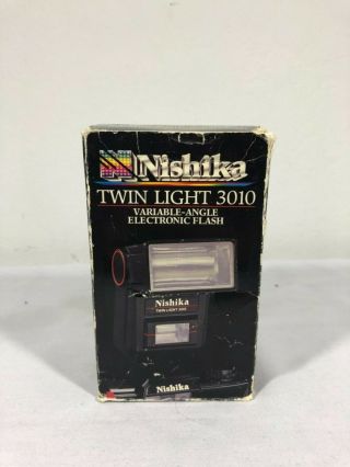 Vintage Nishika Twin Light 3010 Variable Angel Electronic Flash w/Orig.  Box 2