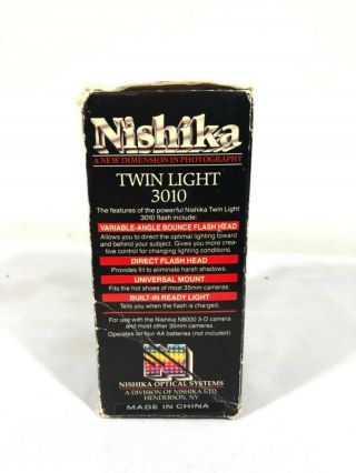 Vintage Nishika Twin Light 3010 Variable Angel Electronic Flash w/Orig.  Box 5