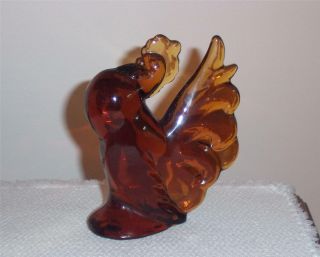 Heisey By Imperial Rare Amber 5 3/4 " Rooster Figurine Marked Ig Only 40 Made