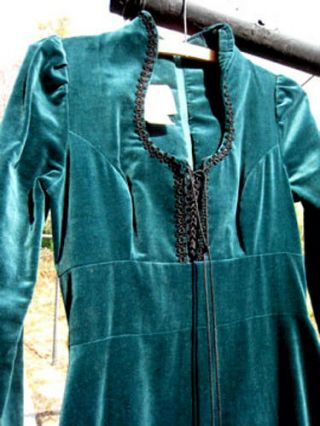 Vintage Gunne Sax by Jessica San Francisco Green Velveteen Maxi Dress - Size 7 3