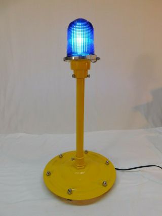 Vintage Airport Runway/taxiway Light W/ Blue Lens Refurb W/led Bulb & Wire