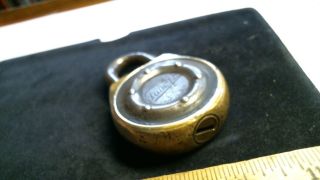 1907 - 1914 TRIUMPH motorcycle auto brass padlock,  key antique vintage old lock 5
