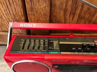 Sony RED Boombox AM/FM Radio Double Cassette CFS - W50 Partially RARE Vtg 2