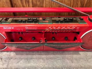 Sony RED Boombox AM/FM Radio Double Cassette CFS - W50 Partially RARE Vtg 4