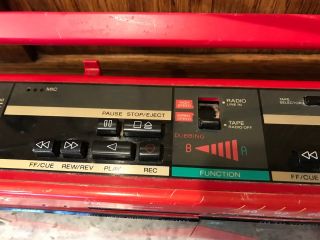 Sony RED Boombox AM/FM Radio Double Cassette CFS - W50 Partially RARE Vtg 7