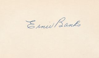 Ernie Banks Vintage Circa 1955 Rookie Era Signed Autograph 3x5