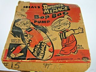 VINTAGE RARE IDEAL DENNIS THE MENACE BOP BAG & PUMP 1960 ' S TOY 12