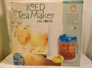 Vtg Nib Mr.  Coffee Ice Tea/cof Maker Tm3 3 Quart Blue Lid Pitcher W/bonuspitcher