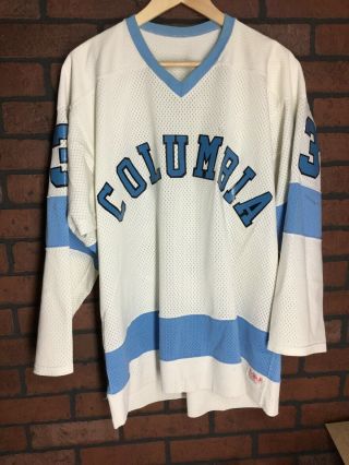 Vintage 13 Columbia University Hockey Jersey By O’shea Size Large Game Worn ?