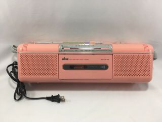 Vintage Unitech Pink Boombox Am/fm Radio Stereo Cassette Recorder Cx - 208 Strap