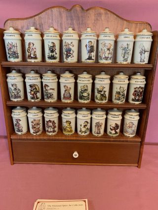 Vintage 1987 Danbury Mj Hummel Spice Jar Set Complete Set 24 Pc & Rack 4