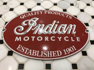 Vintage Indian Motorcycle Porcelain Sign Automobile Service Gas Station 1901