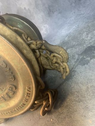 Yale Spur Geared Block 1/2 Ton Chain Hoist Yale & Towne MFG Co.  Vintage Antique 6
