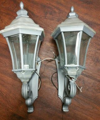 2 Ornate Vintage Outdoor House Glass Lantern Sconce Home Decor Weathered (a98)