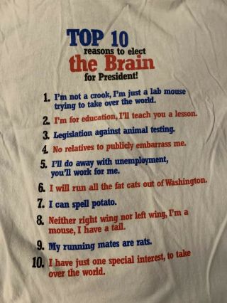 Vintage Pinky And The Brain Put A Brain In The White House Warner Bro Size XL 4