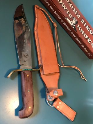 VINTAGE WESTERN BOWIE KNIFE WITH SHEATH,  BLADE IS 9 1/4 