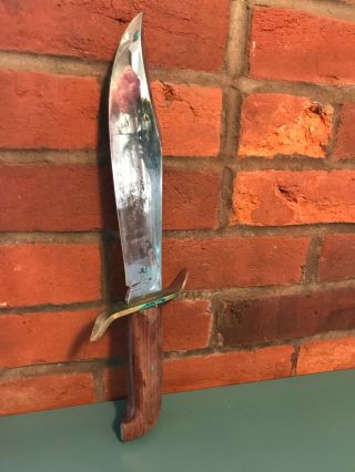 VINTAGE WESTERN BOWIE KNIFE WITH SHEATH,  BLADE IS 9 1/4 