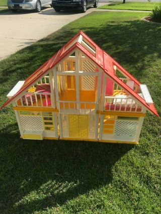 Vintage 1970’s A - Frame Mattel Barbie Dream House Yellow,  Furniture,  Accessories