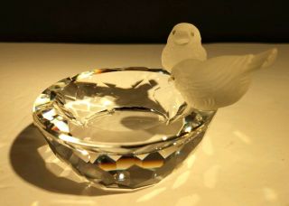 VTG Swarovski Crystal Birds Bowl Bath w/Two Frosted Crystal Birds 7460 3