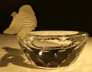 VTG Swarovski Crystal Birds Bowl Bath w/Two Frosted Crystal Birds 7460 5