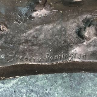 VTG Frederic Remington The Buffalo Signal Bronze Sculpture Statue 17” Signed 5