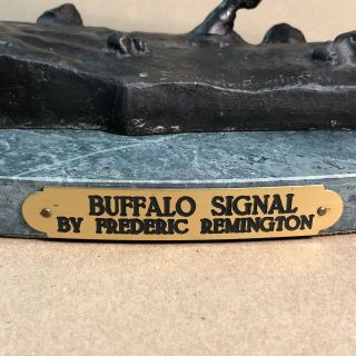 VTG Frederic Remington The Buffalo Signal Bronze Sculpture Statue 17” Signed 6